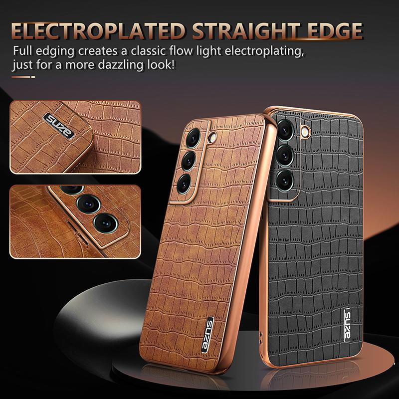 For Samsung Galaxy S22+ 5G Case Crocodile Texture PU+TPU Anti-Drop Phone Cover