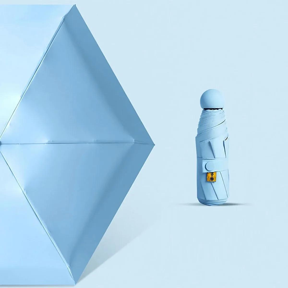 

Солнечный зонт Дорожный зонт Компактный Сверхлегкий Мини Портативный Водонепроницаемый Складной зонт Мужской и женский зонт Iron&6K небесно-голубой