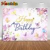 Mocsicka Butterfly Backdrop Photography Flowers Rainbow Rose Birthday Party Supplies Decoration Kid Baby Photo Background Banner
