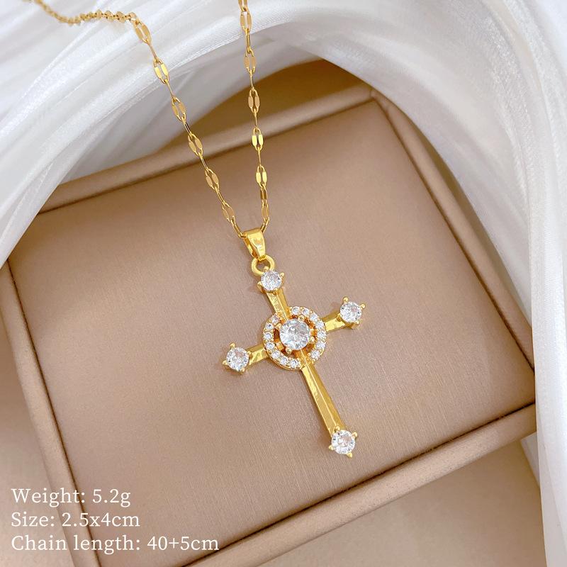 Women s Versatile Cross Light Luxury Necklace A305