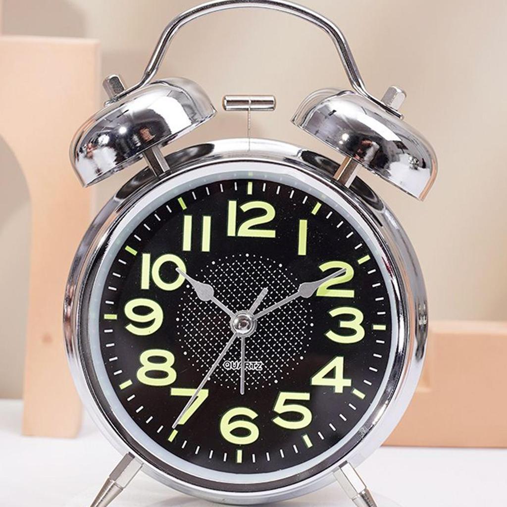electronic Alarm Clock Luminous Wind Up Clock 3 Inch Quiet Timer Watch for Seniors Sleepers Bed Desk Room Travel Bedroom