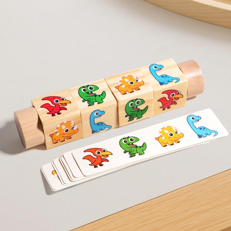 Kinder Holz Drehbar Baustein Puzzle Früherziehung Tiererkennung Puzzle Dreidimensional Baby Erleuchtung Eltern-Kind Schreibtischspielzeug