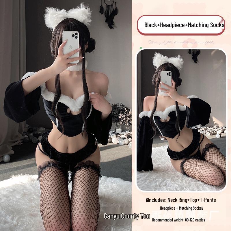 Linlinting Christmas Sexy Red Maid Lingerie Set with Quick Release