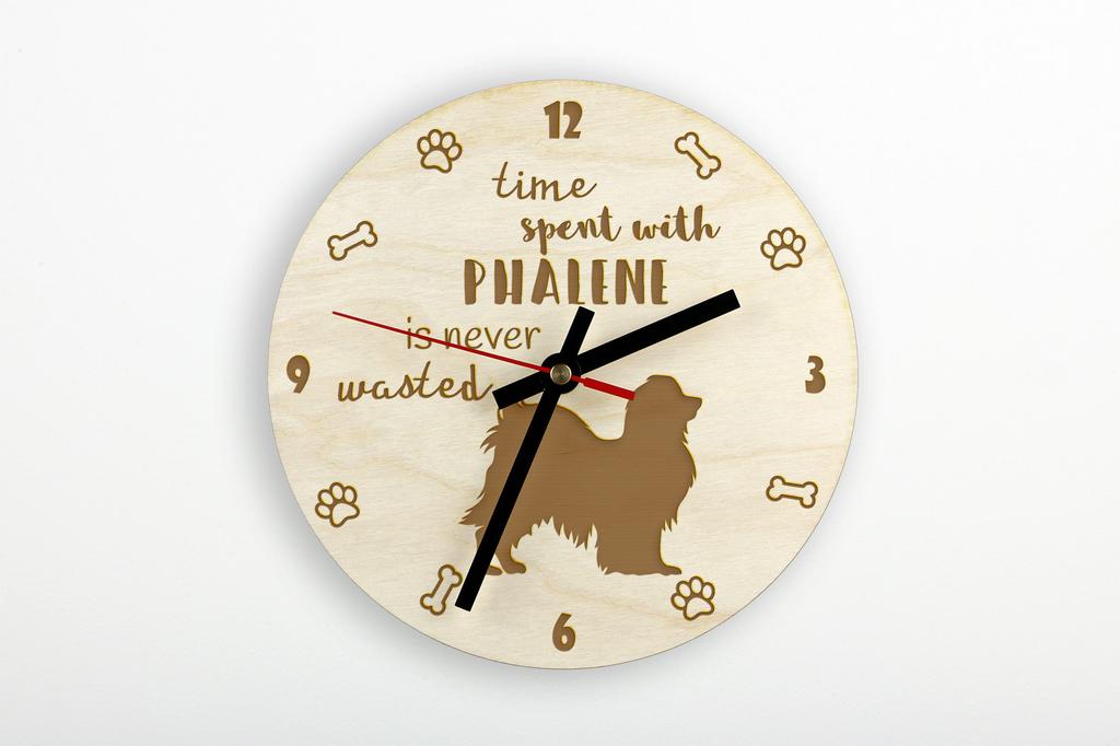 Papillon, Continental Toy Spaniel, Butterfly dog I – Clock with dog, wooden clock with engraving | Art-Dog