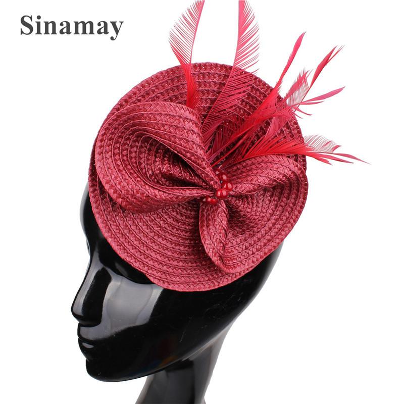 European And American Feather Headgear Popular Bridal Hair Accessories Banquet Photo Top Hat Pp Imitation Hemp Headgear