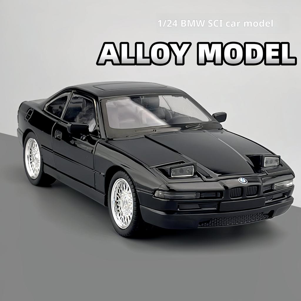 1:24 BMW Vintage 850CSI Classic Pop-up Headlights Simulation Alloy Car Model Kids' Toy Car Pull Back Gift for Boys & Collectors