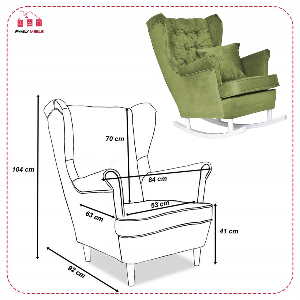 Gaja Wing Chair Rocking Scandinavian Family Meble Emerald Fern