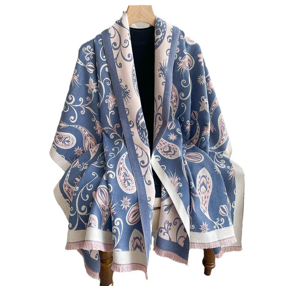Scarf Women'S Versatile Long Scarf Imitation Cashmere Cashew Flower Shawl Women'S Scarf