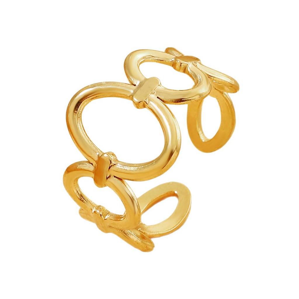 18K Gold Geometric Hollow Stainless Steel Open Ring