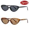 2pcs Fashion New Cat Eye Sunglasses for Women Brand Designer Retro Rivets Brown Sun Glasses Female Shades UV400 Black Eyewear