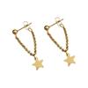 18K Gold-Plated Star Tassel Earrings for Women - Trendy Titanium Steel Chain Studs