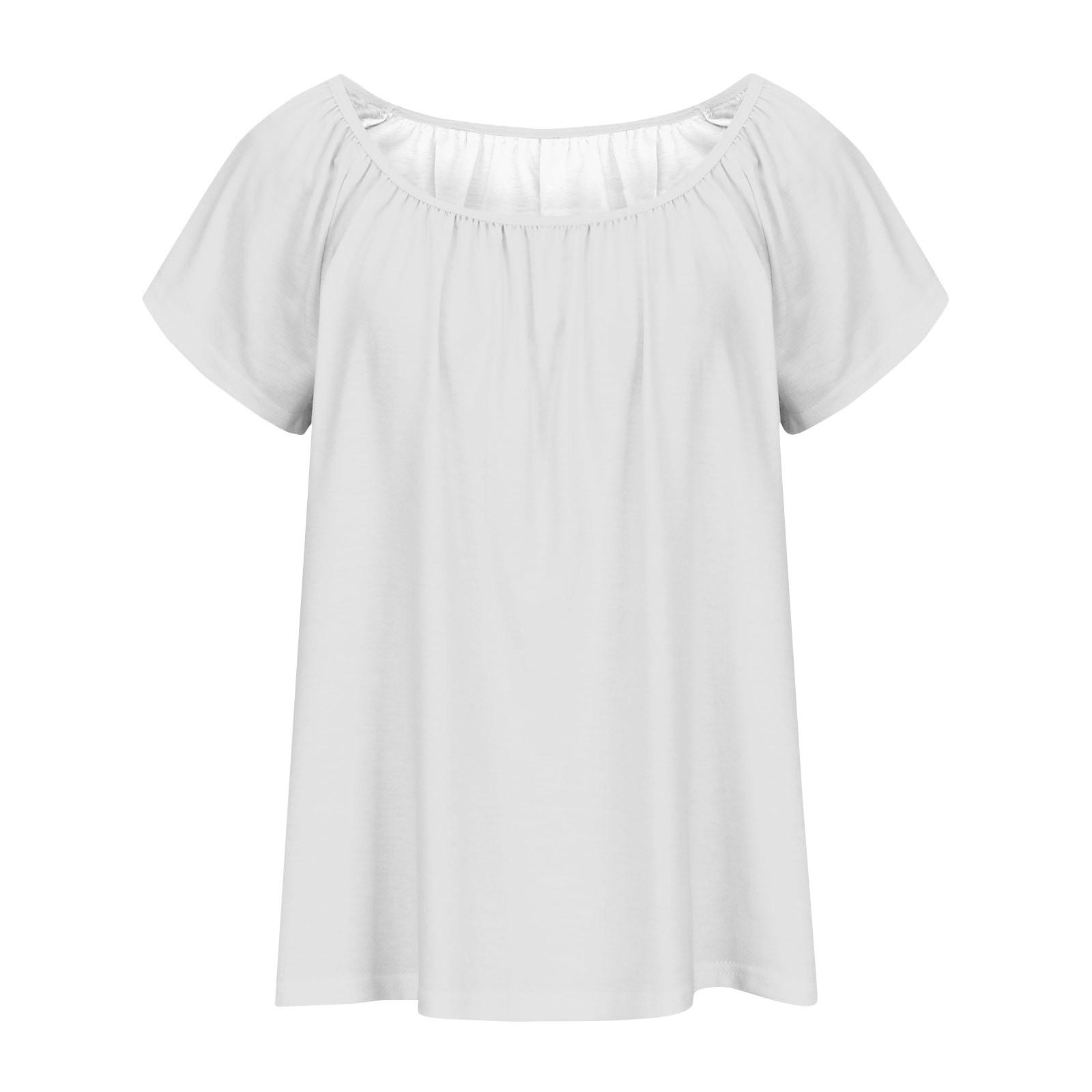 

Женские топы повседневные летние с рукавами-фонариками и сборками футболки с воротником свободные приталенные XL белый