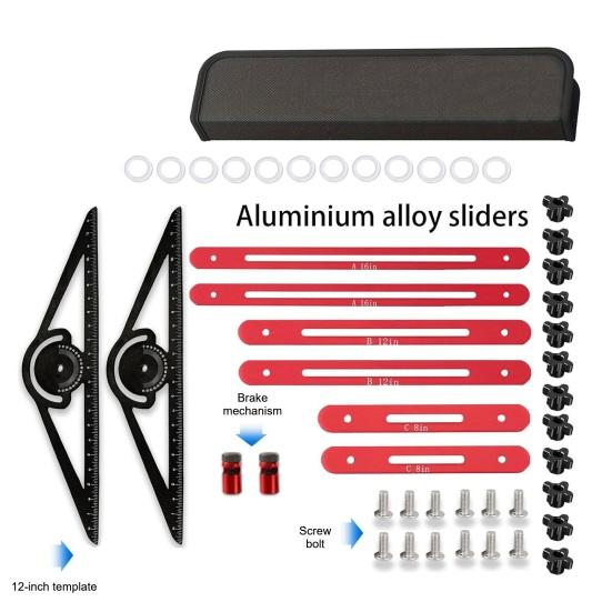 Stair Ruler High Strength Aviation Aluminum Alloy Stair Tread Template Tool with Adjustable Swivel