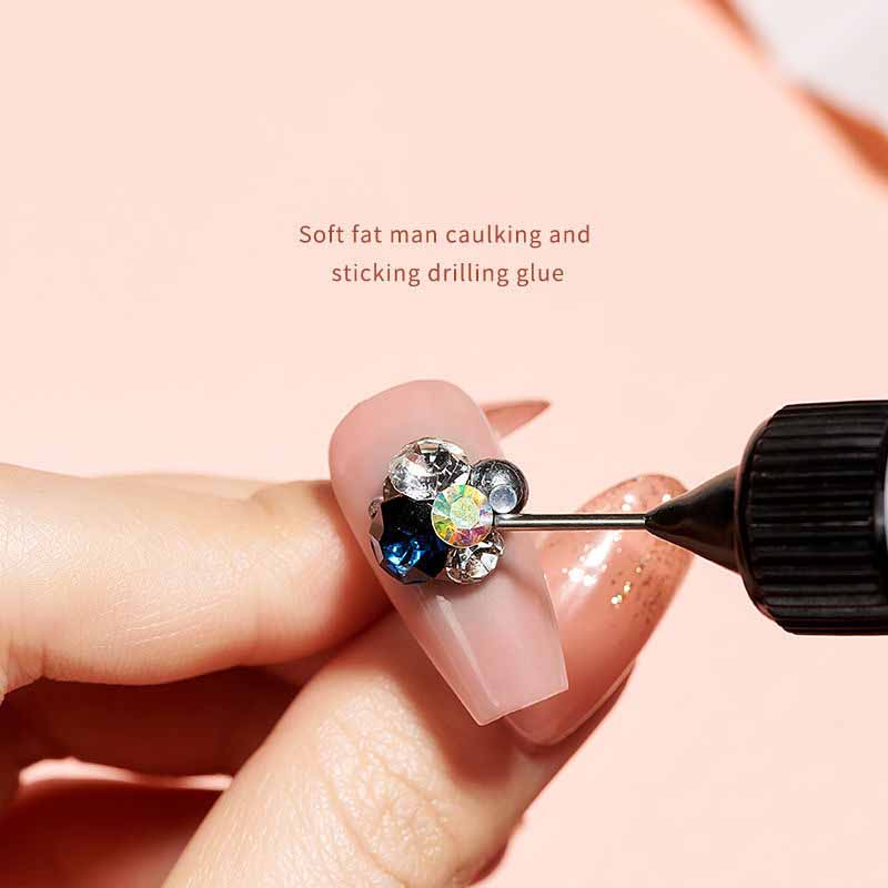 10ml No Wipe Top Coat & Gem Glue 2 In 1 Nail Sealant for Rhinestones/Charms Strong Adhesive Gap Filling DIY Nail Art Extension UV LED Cured