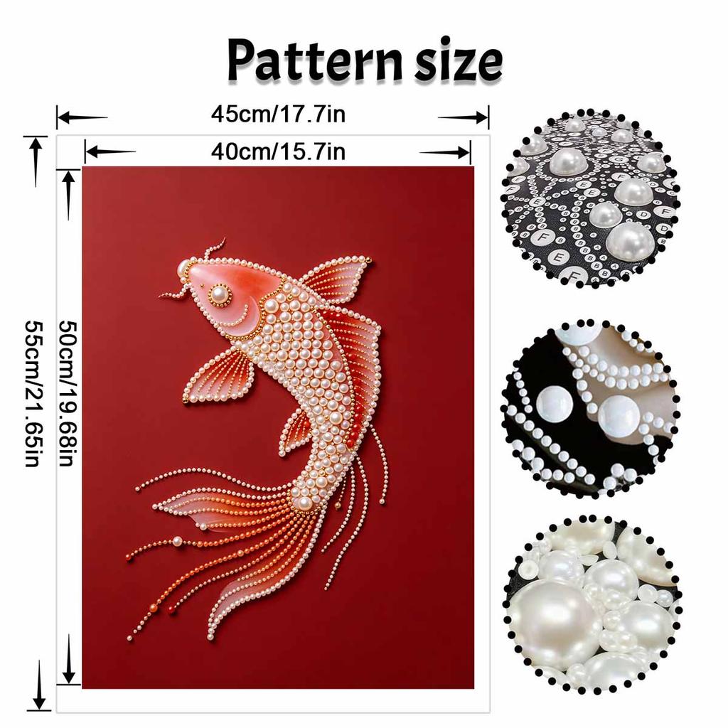 5D DIY Pearl Diamond Painting Kit Koi Fish Full Drill Embroidery Mosaic Art Home Wall Decor Gift