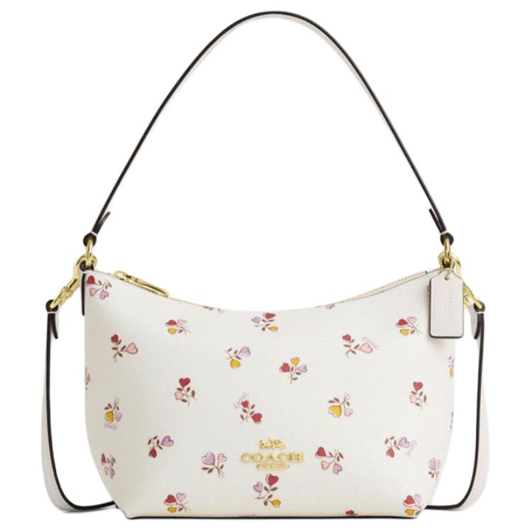 

Coach Zip Top Crossbody 20 Heart Print Top Zip Coated Canvas Handheld Shoulder Bag Small Women Bags White CW392-IMCAH Basic Set (Bag+Dust Bag)