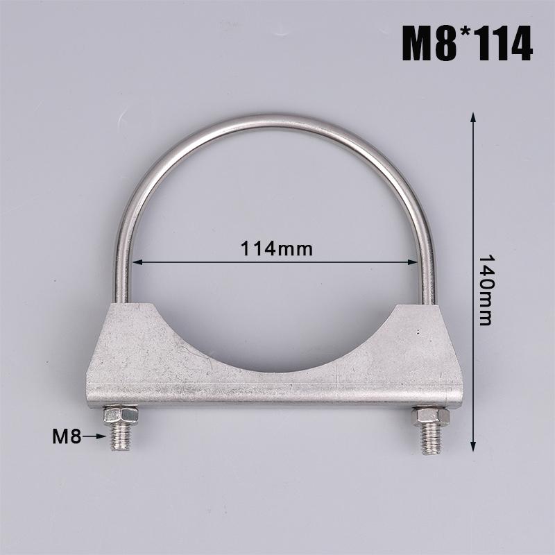 Śruba U ze stali nierdzewnej 304, nieregularna śruba z przegrodą i nakrętką M8, zacisk rury wydechowej