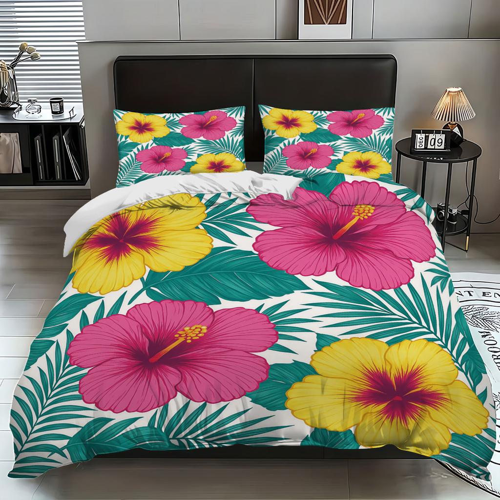 Comforter Plants Digital Printed 3Pcs Queen King Bedding Set Floral Bed For Home Decor
