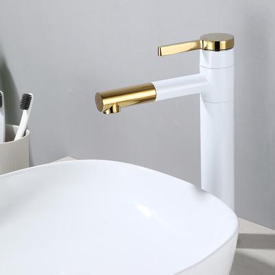 Grifos de Lavabo Grifo de Latón Negro Grifo Frío y Caliente Grifo de Lavabo para Baño Montado en Cubierta Inodoro Blanco/Negro Dorado Mezclador de Vaso Grifo de Agua