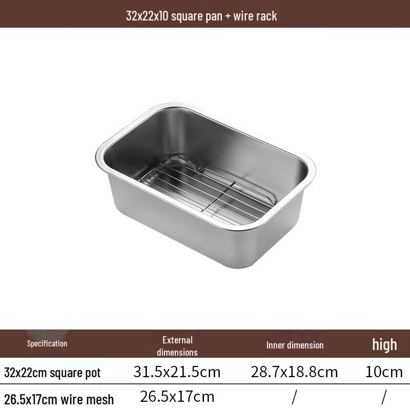 Stainless Steel Deep Roasting & Draining Tray with Rack