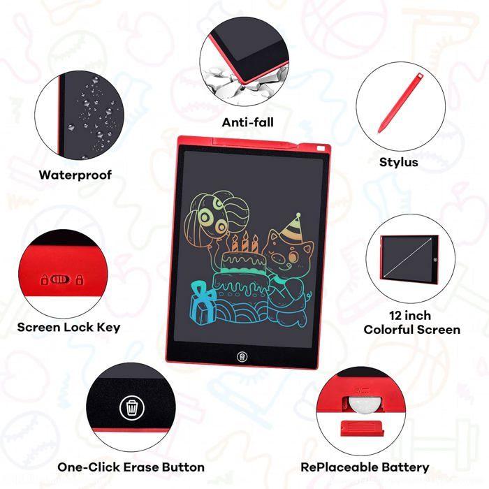 Ardoise magique - ZUUKO - APPLE 12 pouces - Écran LCD flexible 12" - Effaçable et réutilisable - Protection yeux