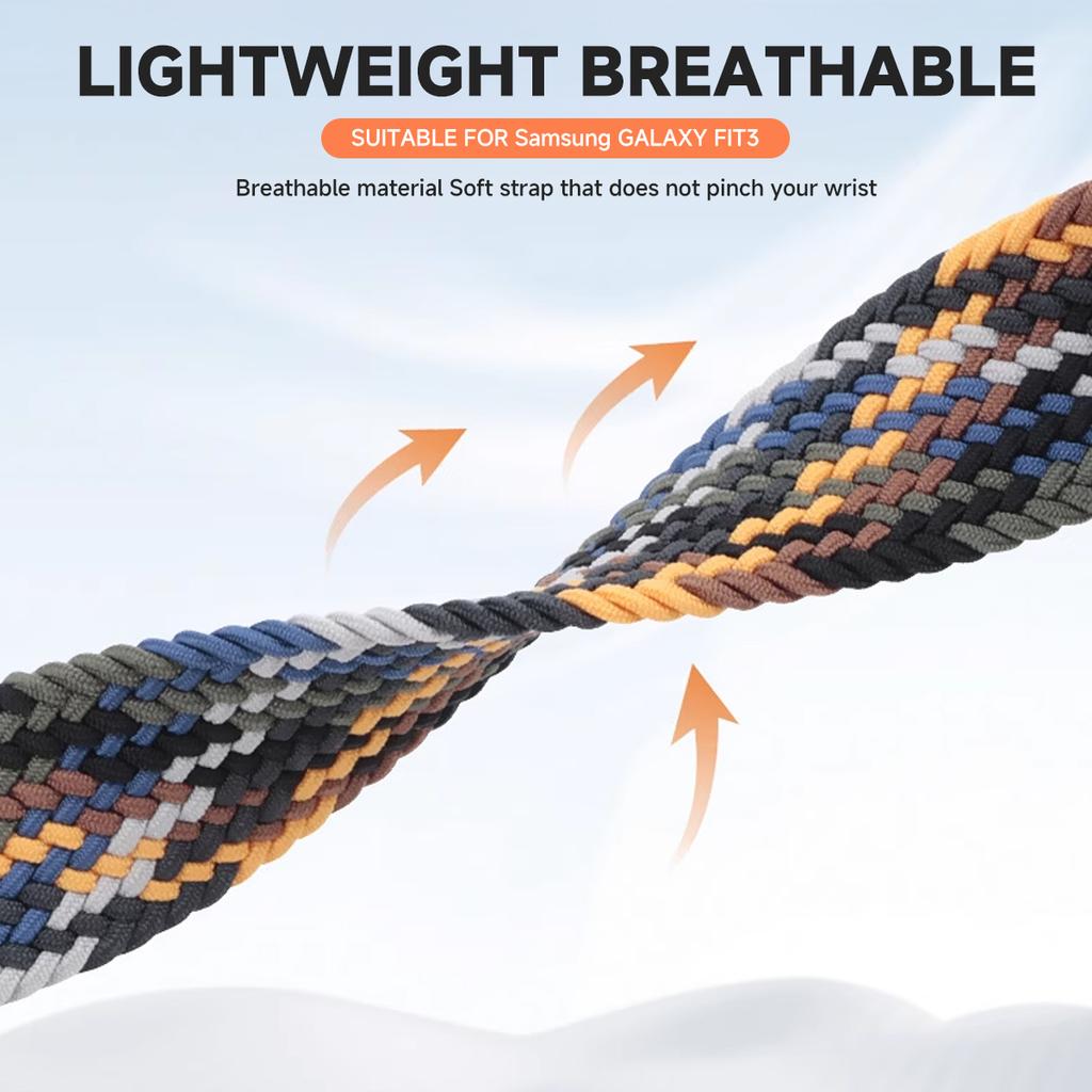 Nylonarmband für Samsung Galaxy Fit 3 Armband Verstellbares geflochtenes Solo-Loop Ersatzarmband für Samsung Fit 3 Uhrenarmband