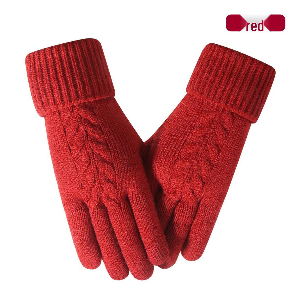 Warm Knit Touchscreen Gloves for Women - Windproof, Double-Layer Winter Cycling & Office Cold Protection