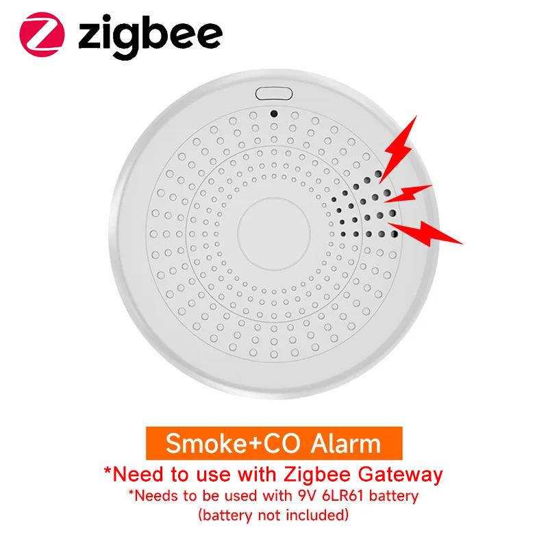 

2 in 1 Smart CO and Smoke Detector WiFi Zigbee Sound and Light Alarm Smart Life APP Control for Home Security