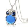 European Fashion Bridal Blue Glass Owl Pendant Necklace Women Wedding Jewelry