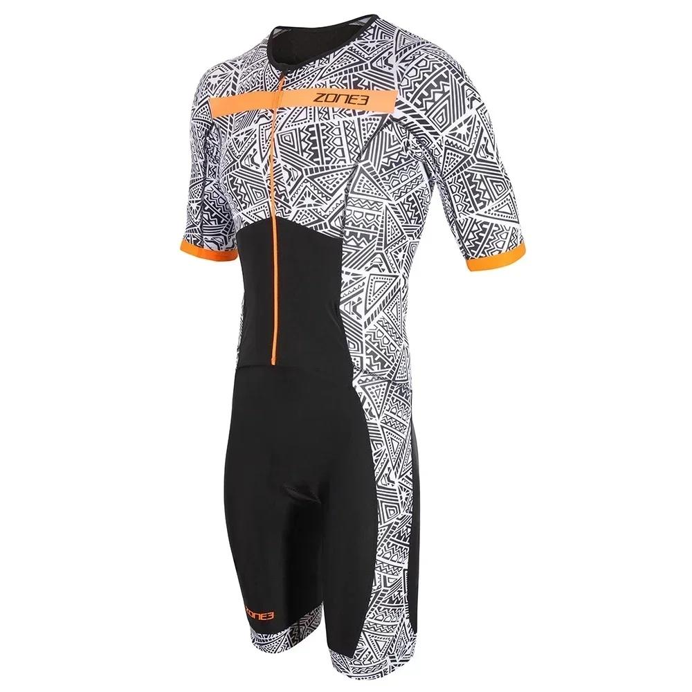 Zone3 Nový styl Pánský triatlonový oblek Závodní oblek na triatlon Aerodynamický overal Ropa Ciclismo Hombre Cyklistický skinsuit Plavecké a běžecké oblečení