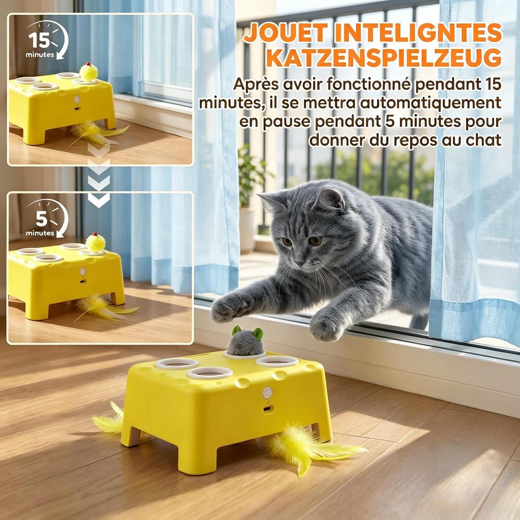 Interactive Toy for Indoor Cats, Rechargeable, 3 Adjustable Modes Calm Intelligent