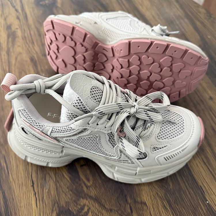 

женские кожаные кроссовки на толстой подошве, новая высота, легкие для ног, маленькие и универсальные, модная спортивная и повседневная обувь 40