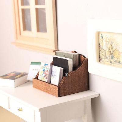 1:12 Dukkehus Miniature Skrivebords Opbevaringshylde Organizer Boks Bogreol Boligindretning