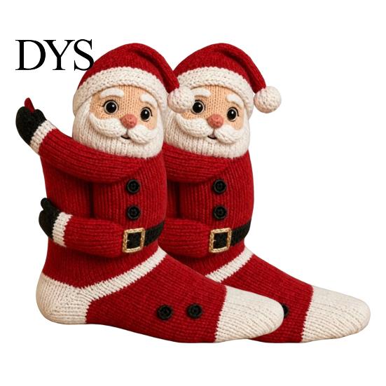 Home Doorway Holiday Decor 3D Hugging Christmas Stockings for Fireplace Decorations, Large Knit Gift Hanging Bags with Santa/Elk/Snowman/Nutcracker