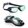 Lunettes de Natation Anti-Buée Professionnelles Sans Fuite Protection UV Verre Transparent pour Adultes Compétition de Course & Entraînement