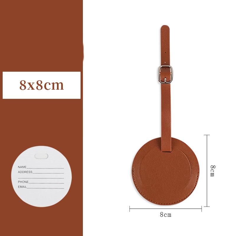 1PCS Pu Leather Luggage Tag Round Women Men Travel Baggage Tags Suitcase Name ID Address Holder Label Hand Bag Tag