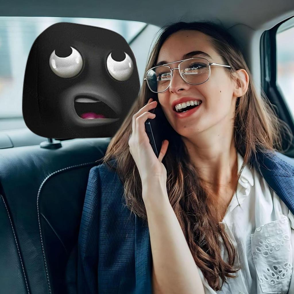 Headrest Covers For Car 2 Pieces Big Eyes Auto Headrest Protector Soft Interior Accessories For Auto Vehicle Automotive Men