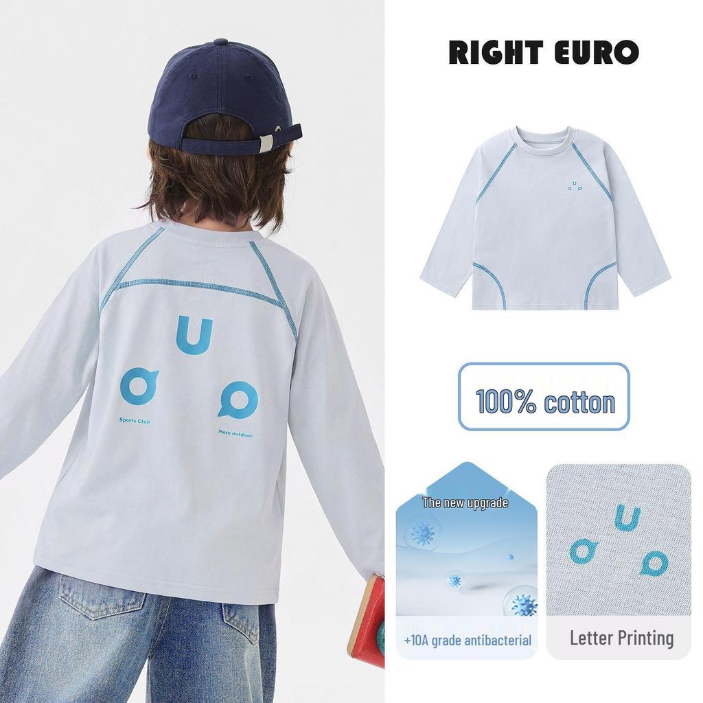 2026 Trendy Boys' Pure Cotton Long-Sleeve T-Shirt for Spring and Fall