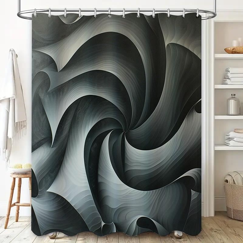 Rideau de douche tourbillon fractal noir gris imperméable décoration de maison accessoires de salle de bain décoration artistique 72 x 84 pouces (190x350cm