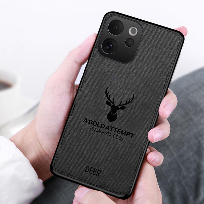 For Vivo X300 X300 Pro X200 FE Case Luxuy Brand Cloth Texture Deer Fabric Jeans Elk Cover for Vivo V70 Phone Casing