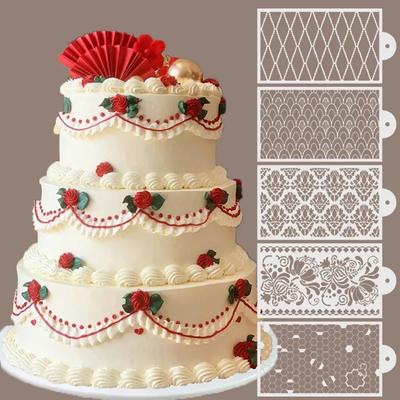 New Fondant Stencils Lace Flower Spike Sugar Sieve Mold Cake Stamp Embossing Mold Wedding Cake Stencil Edge Decor Baking Tools