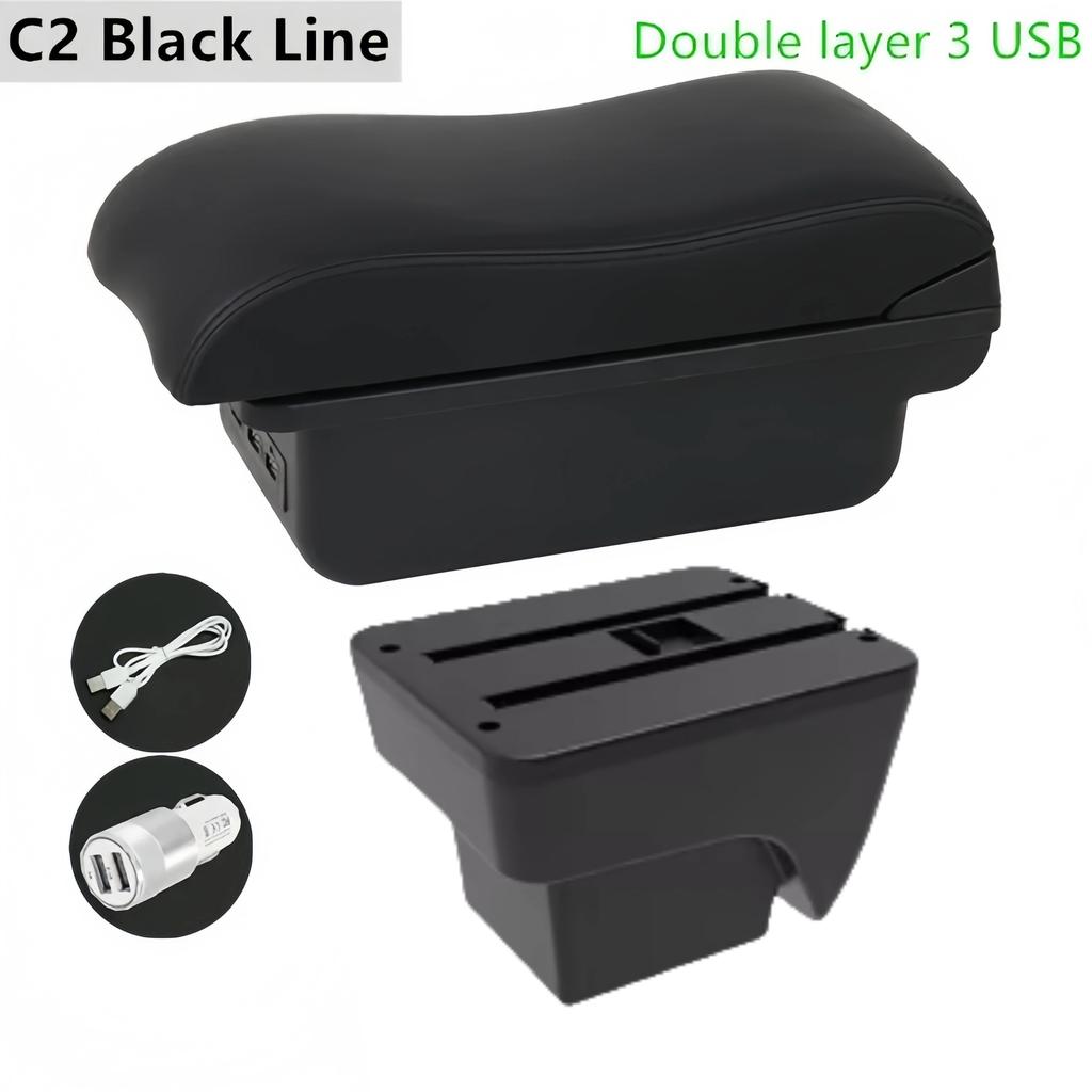 gzcr6 Car Armrest Box For SEAT IBIZA  2017-2024 Leather Arm Rest Center Console Storage USB Arm Rest Decoration Interior Parts