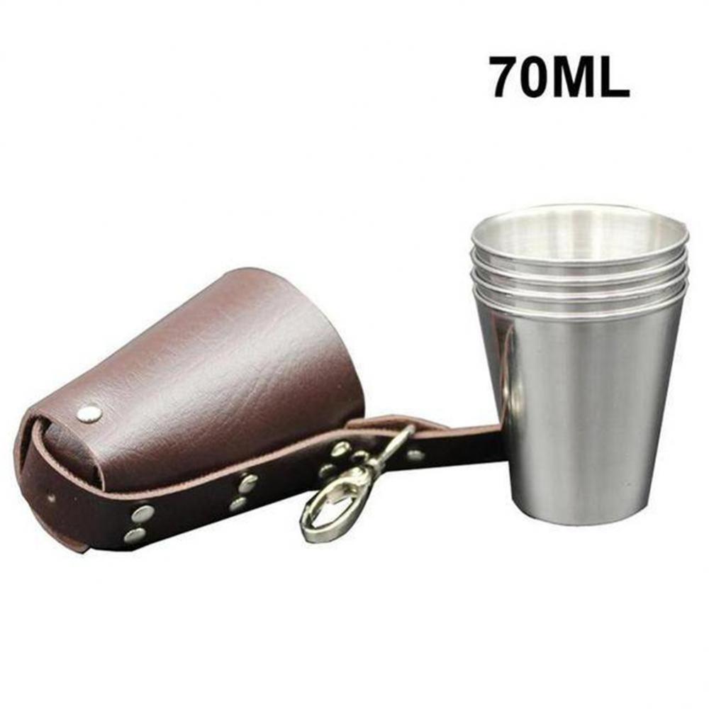 Metalowy kubek na piwo Nietoksyczny Nakładany Oszczędza miejsce 130g Stal nierdzewna Narzędzia do picia Zestawy podróżne na whisky Odporny na ścieranie 70ml