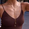 Yori Stainless Steel Minimalist Teardrop Pendant Adjustable Y Chain Tassel Necklace Waterproof Statement Jewelry Accessories