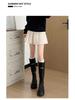 2026 New Petite Women's Grey Woolen A-line Pleated Short Skirt - Fluffy & Slimming Spring Style