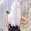 ALAN EATON Long Straight White Wig Synthetic Hair Wig with Bangs Heat Resistant Fiber Wig Women Soft Daily Hair Party Use