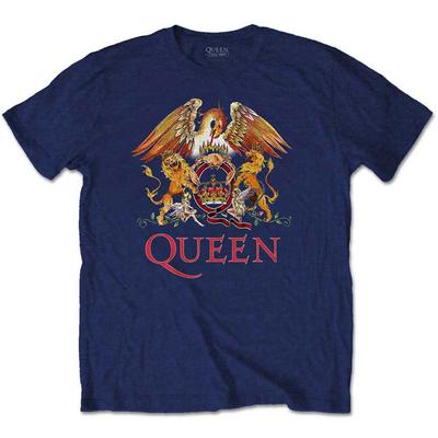 Queen Classic Crest Slim Fit Marineblaues Unisex-T-Shirt