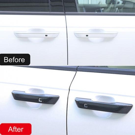 For Kia Carnival -2026 Carbon Fiber Car Exterior Side Door Handle Cover Trim