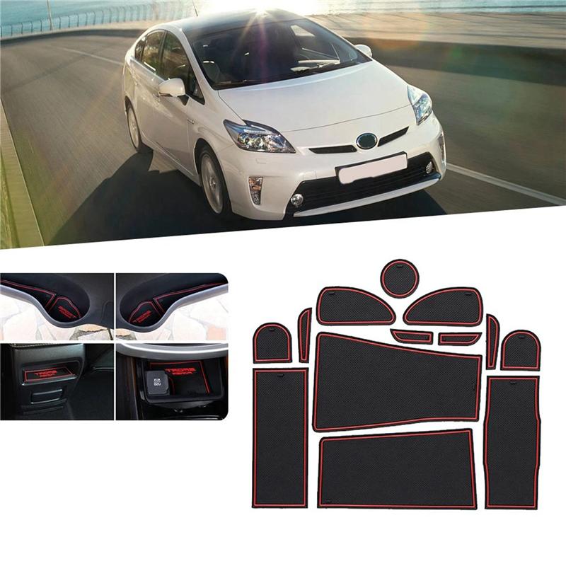 Anti-Slip Rubber Gate Slot Cup Mat For Toyota Prius 30 XW30 ZVW30 2010-2015 Door Groove Mat Accessories Stickers-A02G