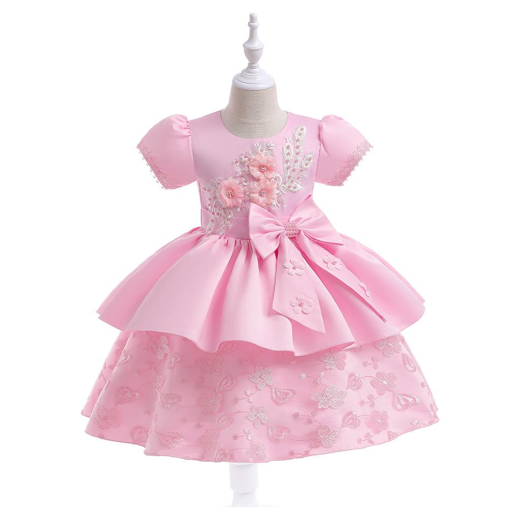 Girls Dresses Infant Baby Baptism Dress For Girls Kids Wedding Party Dresses Bow Beaded Tulle Christening Gown Birthday Children Clothes